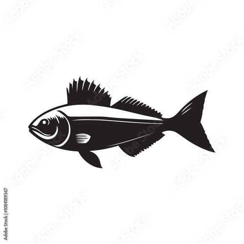  Vector illustration silhouette of haddock fish,   fish silhouette black vector art illustration 
