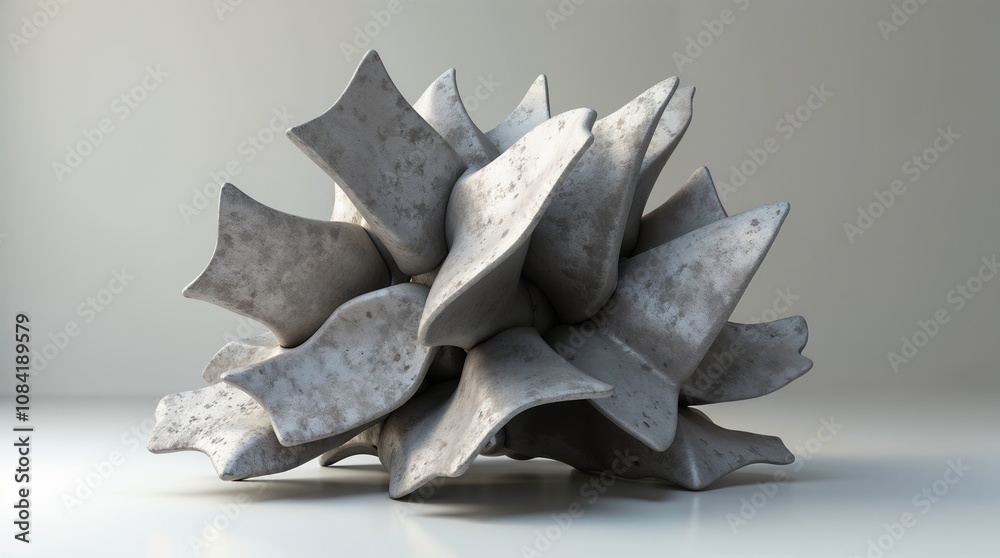 Fototapeta premium Abstract metal sculpture on white background