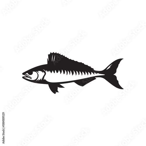  Vector illustration silhouette of haddock fish,   fish silhouette black vector art illustration 