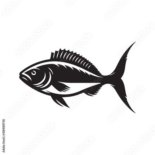  Vector illustration silhouette of haddock fish,   fish silhouette black vector art illustration 