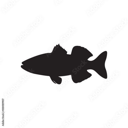  Vector illustration silhouette of haddock fish,   fish silhouette black vector art illustration 