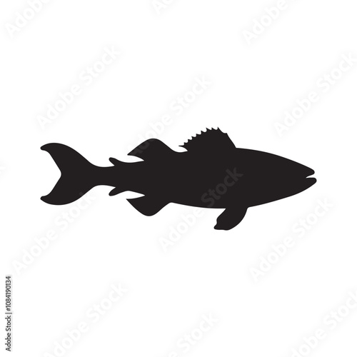  Vector illustration silhouette of haddock fish,   fish silhouette black vector art illustration 