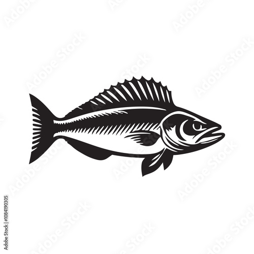  Vector illustration silhouette of haddock fish,   fish silhouette black vector art illustration 