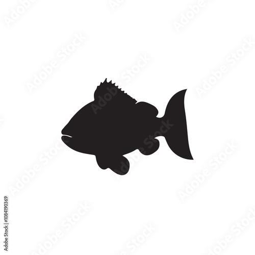  Vector illustration silhouette of haddock fish,   fish silhouette black vector art illustration 