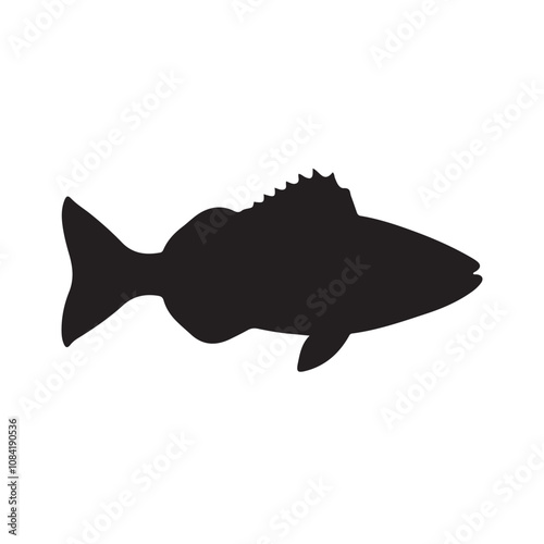  Vector illustration silhouette of haddock fish,   fish silhouette black vector art illustration 