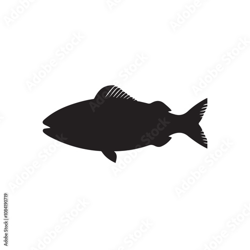  Vector illustration silhouette of haddock fish,   fish silhouette black vector art illustration 