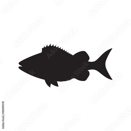  Vector illustration silhouette of haddock fish,   fish silhouette black vector art illustration 