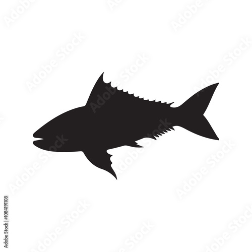  Vector illustration silhouette of haddock fish,   fish silhouette black vector art illustration 