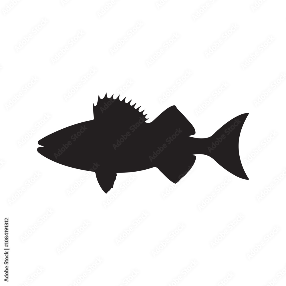 Obraz premium Vector illustration silhouette of haddock fish, fish silhouette black vector art illustration 