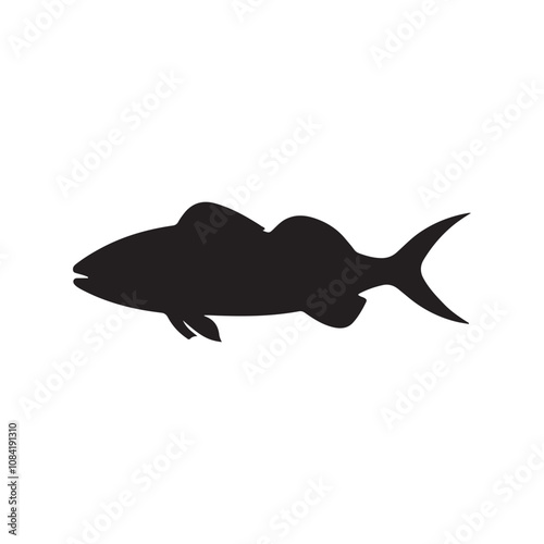  Vector illustration silhouette of haddock fish,   fish silhouette black vector art illustration 