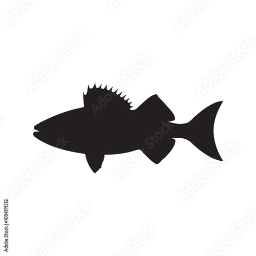  Vector illustration silhouette of haddock fish,   fish silhouette black vector art illustration 
