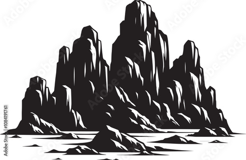 Rock mountain silhouette vector illustration isolated on a white background