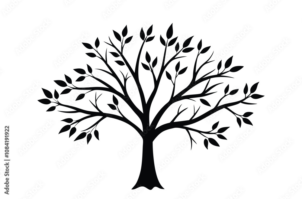 Obraz premium Minimalist Tree Branch Illustrations – Natural and Silhouette Design