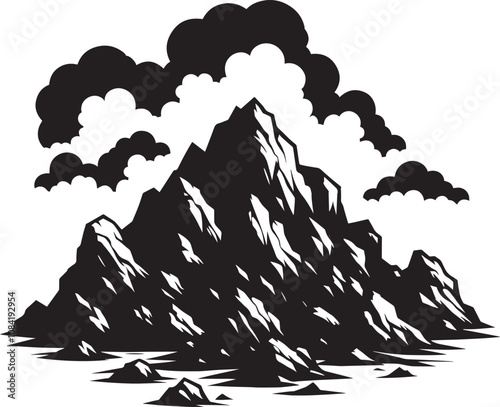 Rock mountain silhouette vector illustration isolated on a white background