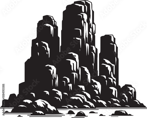 Rock mountain silhouette vector illustration isolated on a white background