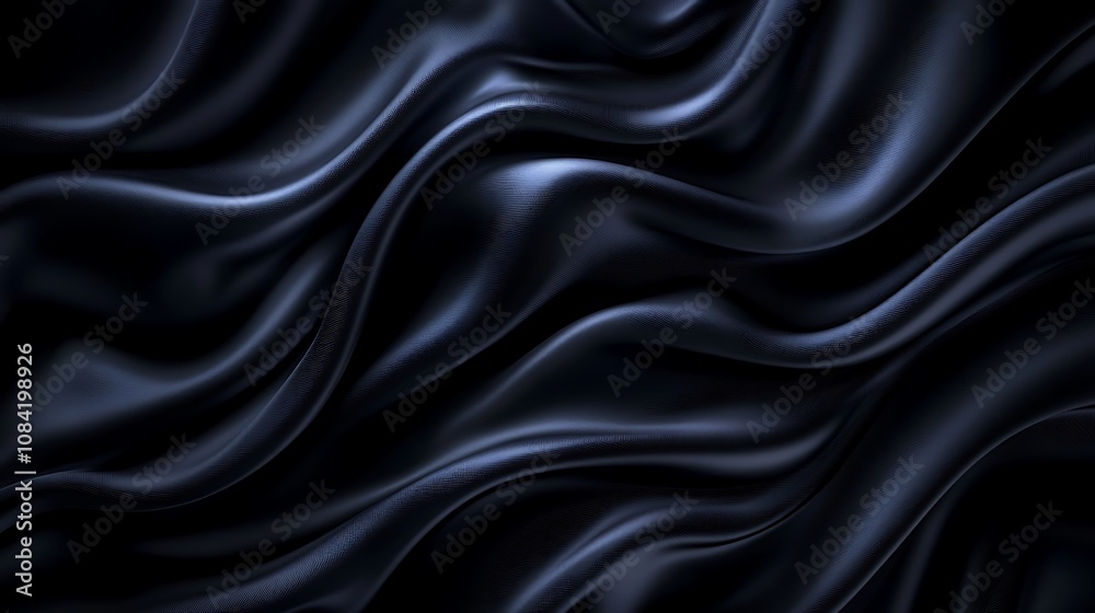 Obraz premium Black silk satin background with smooth waves