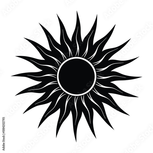 Sun vector silhouette on white background