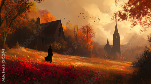 Elysian fields: where virtuous souls find peace. Elysium. Illustration