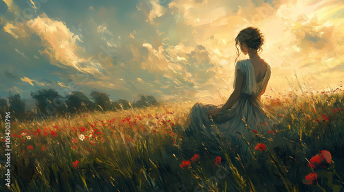 Elysian fields: where virtuous souls find peace. Elysium. Illustration