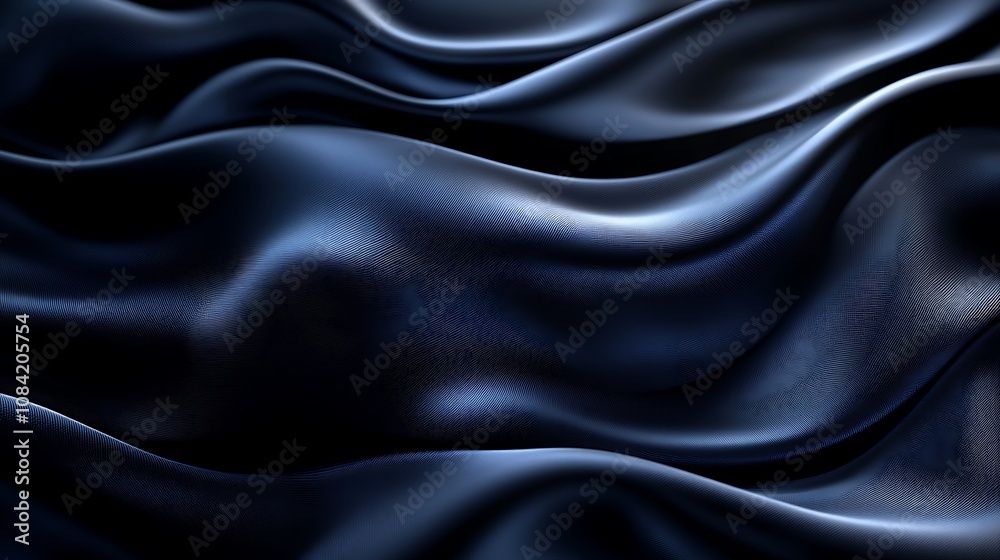 Obraz premium Black silk satin background with smooth waves