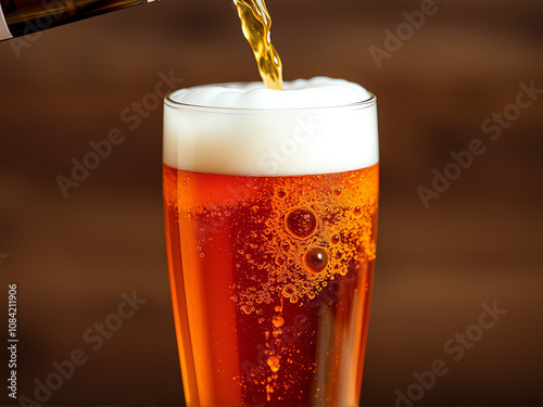 Wallpaper Mural Refreshing beverage poured into a chilled glass, showcasing golden color and frothy head Torontodigital.ca