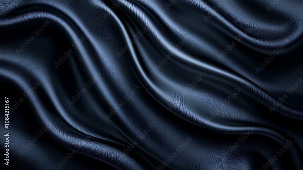 Obraz premium Black silk satin background with smooth waves