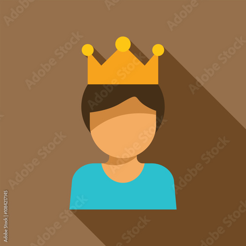 King with golden crown and long shadow, representing royalty, power, and leadership