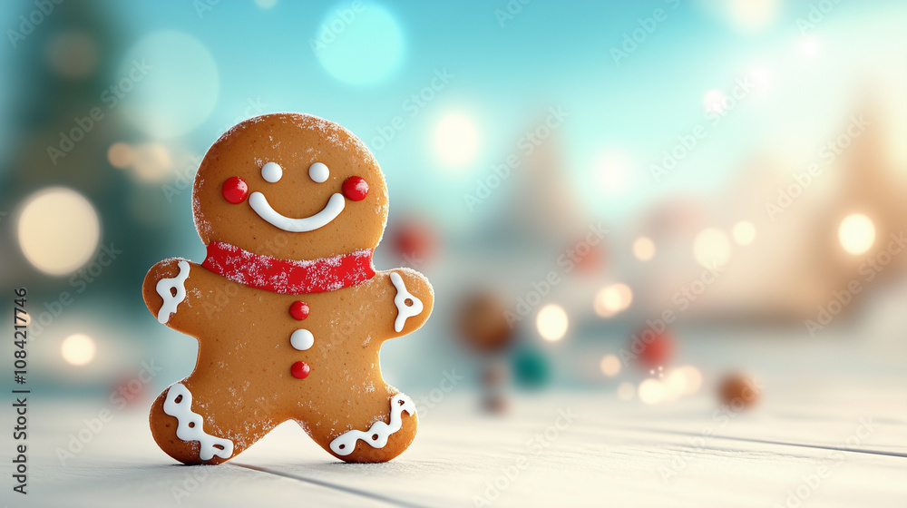 Fototapeta premium gingerbread man on christmas background