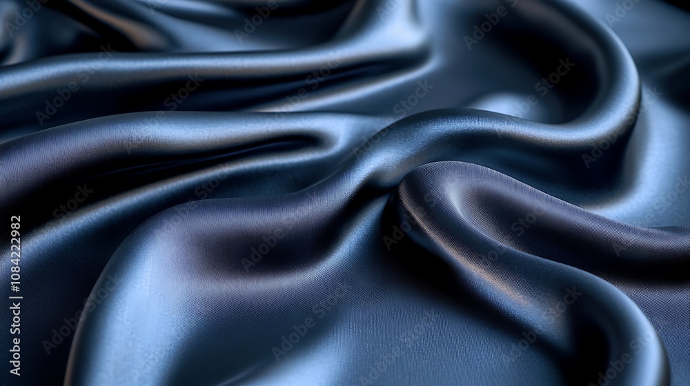 Obraz premium Black silk satin background with smooth waves