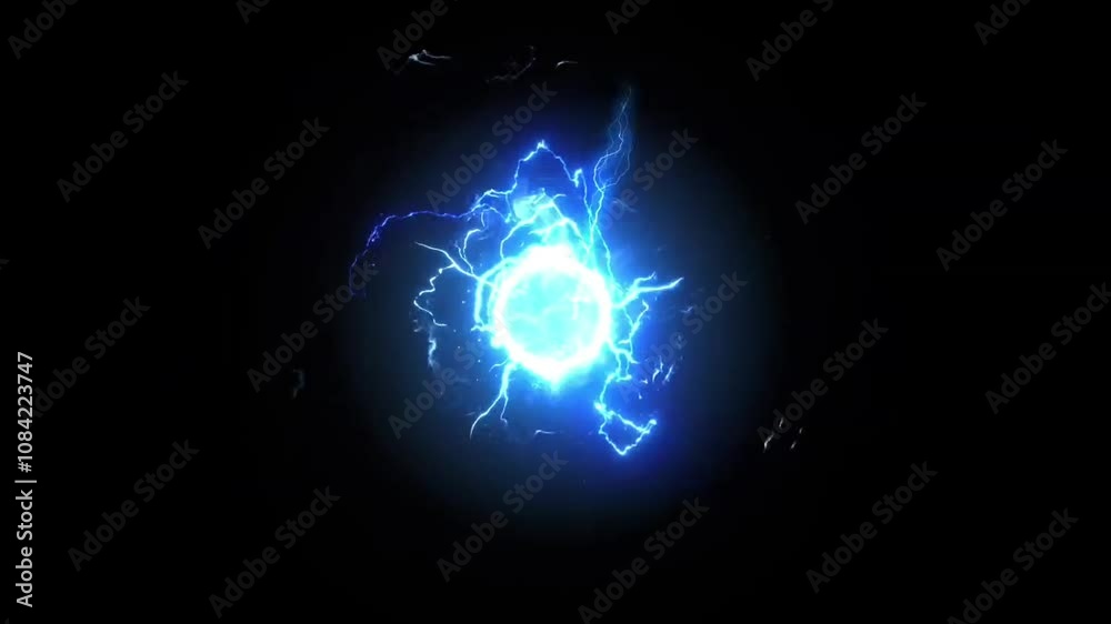 Blue lightning ball motion design 