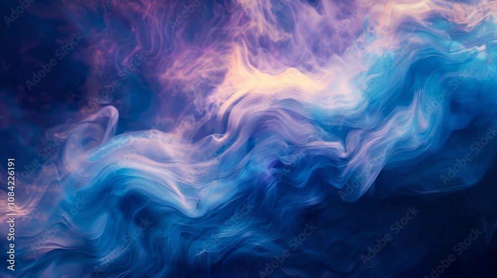 Fototapeta premium Wallpaper Abstract background forming wavy shapes with blue and purple smoke