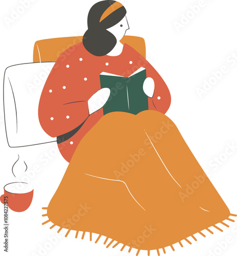 Cozy Reading Time: A Serene Illustration of Relaxation and Comfort