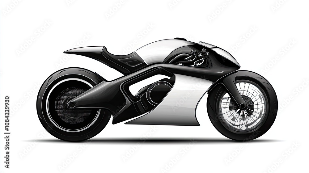 Fototapeta premium Futuristic Black and White Motorcycle Design