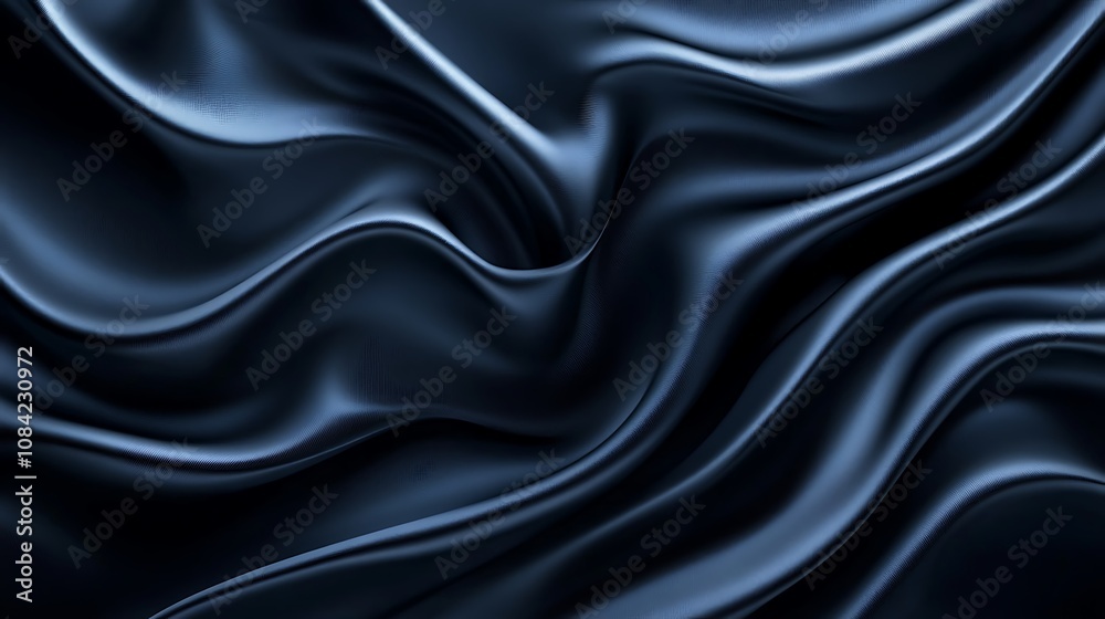 Obraz premium Black silk satin background with smooth waves