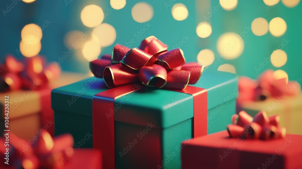 Obraz premium Christmas gifts flat design front view festive theme animation vivid