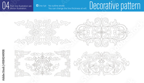 Set of decorative motifs in European baroque style. Vector editable graphics. For tiles, backgrounds, posters, roll-up banners, flyers, greeting cards, business cards, coupons, menus, invitations