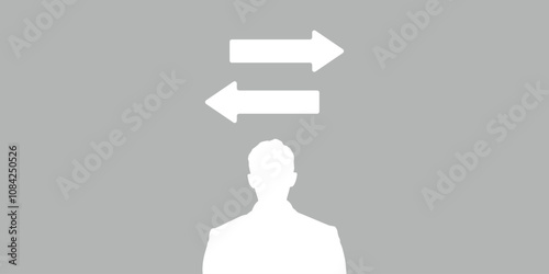 Decision making man silhouette, problem solving illustration, vector clip art design
