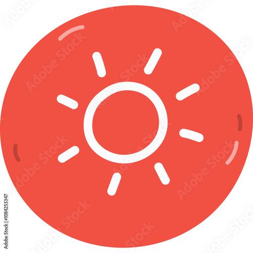 Cute hand drawn line icon of sun and light in round bubble. Symbol of control devices at home. Network and Internet of things sign