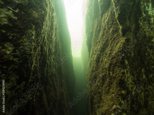 Gap between vertical underwater cliffs