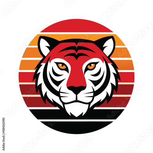 Vintage Tiger Head Vector - Majestic Wild Animal Silhouette with Stripes, Retro Jungle Cat Design for Classic T-Shirt Art