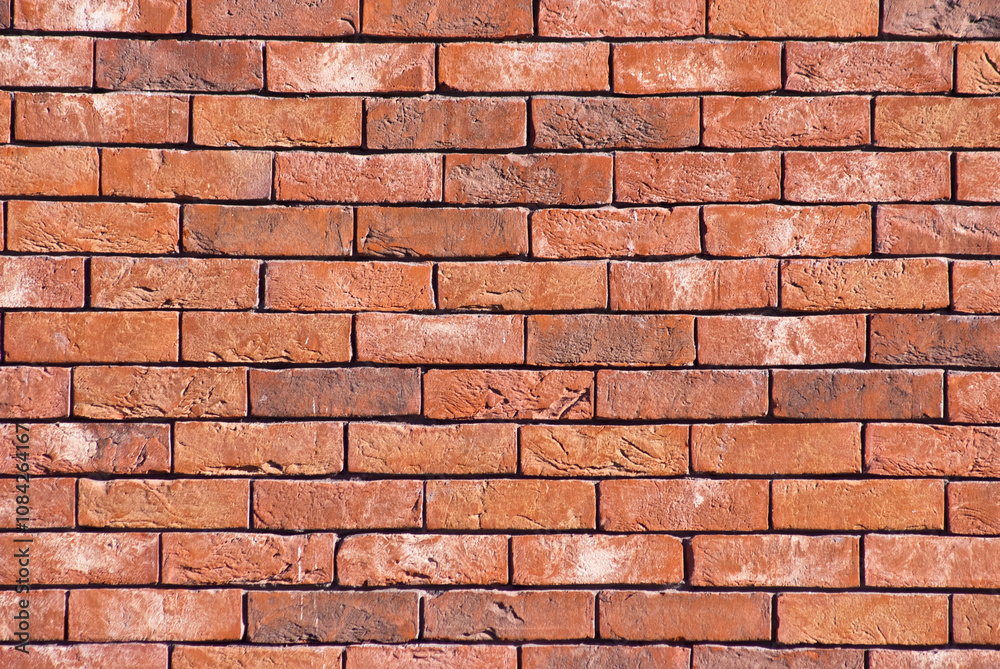 Fototapeta premium decorative red brick wall close up