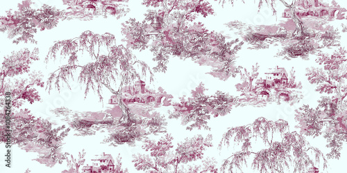 Tableau sur toile toile de jouy seamless pattern for digital printing, palm tree pattern, seamless