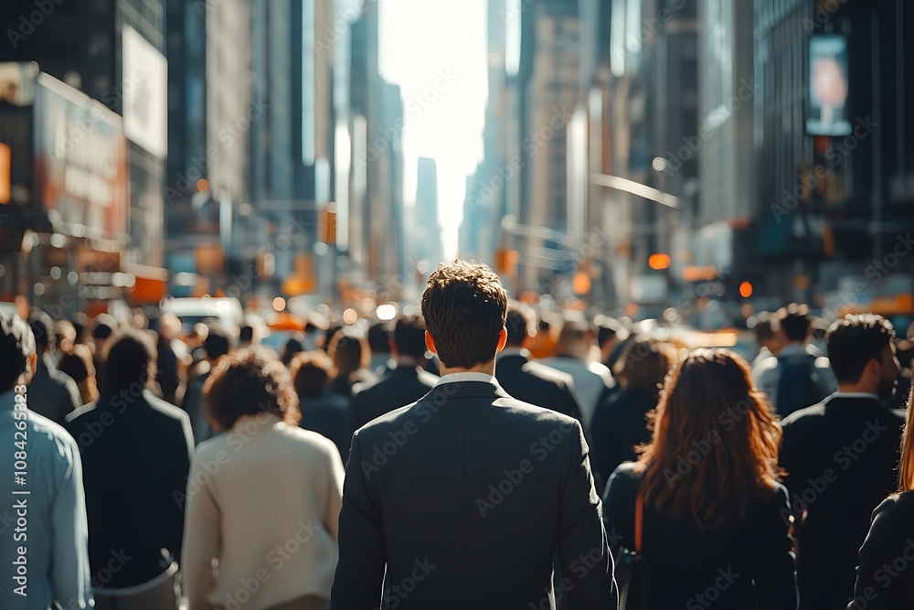 Obraz premium One Mans Journey Through the City Crowd