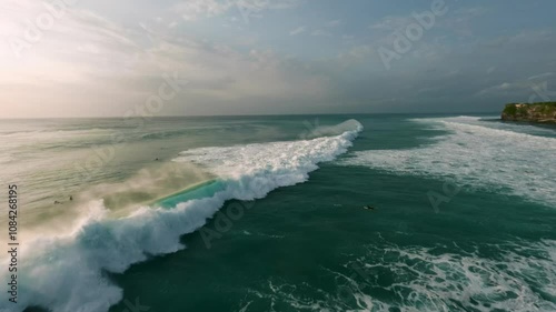 storm over the sea in bali fpv drone aerial view
