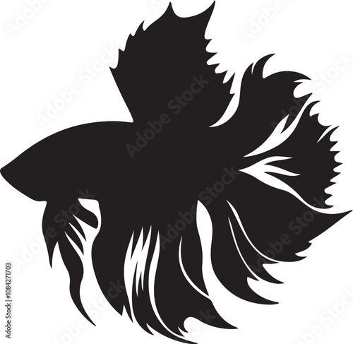 betta fish icon silhouette vector art illustration