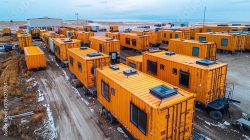 Aerial View of Shipping Containers in a Remote Location