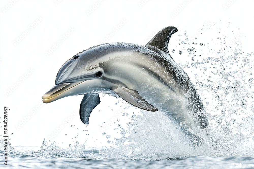Fototapeta premium Leaping Dolphin isolated on white background