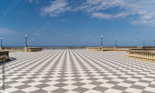 Mascagni Terrazza terrace belvedere seafront at sunset. Livorno Tuscany Italy Europe photo