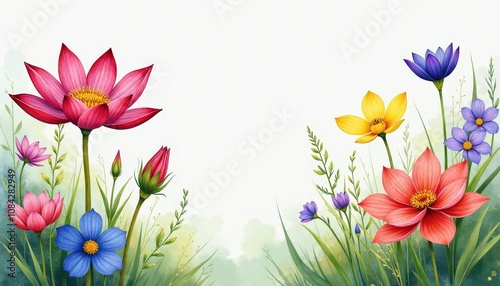 Central space framed by verbena, autumn crocus, giant hyssop, and white asphodel.