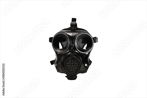 Gas mask isolated on white background. black army gas mask. environment pollution.